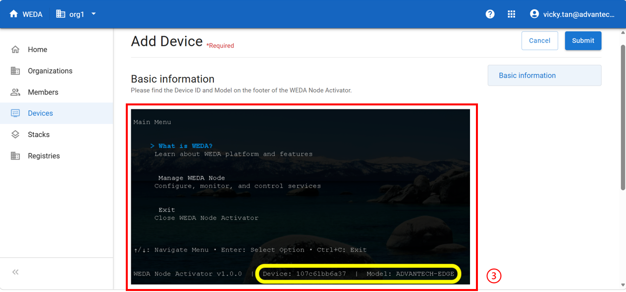 Add device - find Device ID and Model